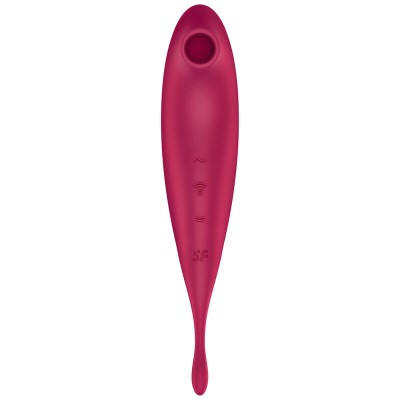 SATISFYER TWIRLING PRO+ AIR PULSE STIMULATOR & VIBRATOR APP - RED - D-232171 - Dona Pimenta