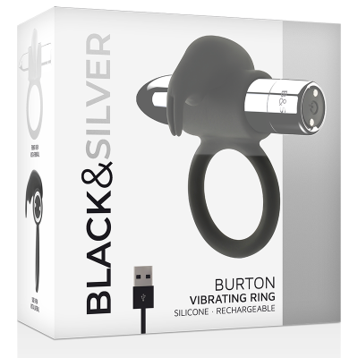 BLACK&SILVER&trade;- ANEL RECARREGÁVEL BURTON 10 MODOS DE VIBRAÇÃO - D-226978 - Dona Pimenta