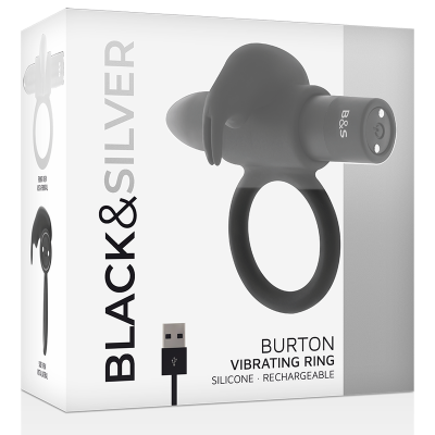 BLACK&SILVER&trade;- BURTON RING 10 MODOS DE VIBRAÇÃO PRETO - D-226979 - Dona Pimenta