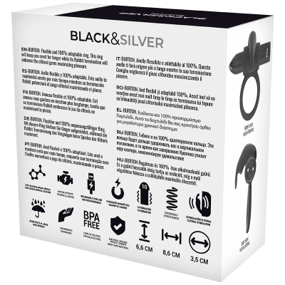 BLACK&SILVER&trade;- BURTON RING 10 MODOS DE VIBRAÇÃO PRETO - D-226979 - Dona Pimenta