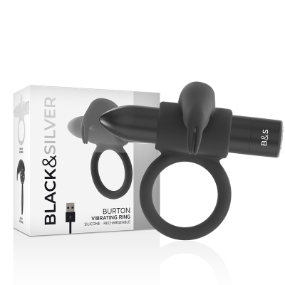 BLACK&SILVER&trade;- BURTON RING 10 MODOS DE VIBRAÇÃO PRETO - D-226979 - Dona Pimenta