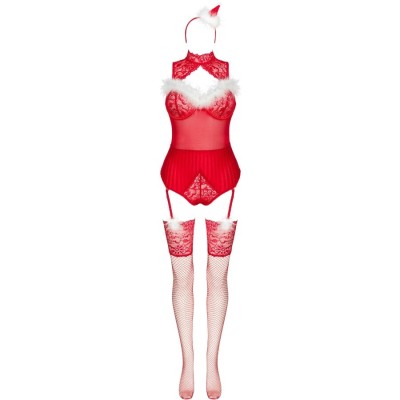 LIVCO CORSETTI FASHION - LIMPID SNOWFLAKES LC 90604 BODY + MEIAS + TIARA DE NATAL TAMANHO S/M - D-244903 - Dona Pimenta