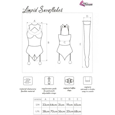 LIVCO CORSETTI FASHION - LIMPID SNOWFLAKES LC 90604 BODY + MEIAS + TIARA DE NATAL TAMANHO S/M - D-244903 - Dona Pimenta