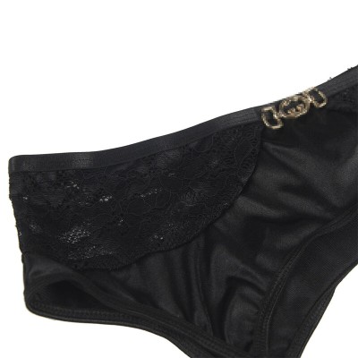 SUBBLIME - CONJUNTO DE 3 PEÇAS SUTI + TANGA + LIGA DE RENDA PRETO S/M - D-239293 - Dona Pimenta