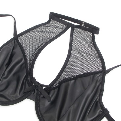 SUBBLIME - 957582 CONJUNTO DE SUTIÃ E SAIA DE COURO PRETO S/M - D-242923 - Dona Pimenta