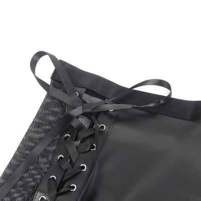 SUBBLIME - 957582 CONJUNTO DE SUTIÃ E SAIA DE COURO PRETO S/M - D-242923 - Dona Pimenta