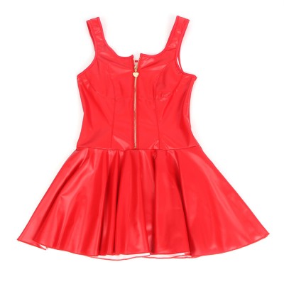 SUBBLIME - 957681 VESTIDO DE COURO COM ZÍPER DE CORAÇÃO VERMELHO S/M - D-242933 - Dona Pimenta