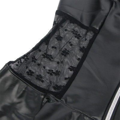 SUBBLIME - 957704 VESTIDO DE COURO COM ZÍPER DE RENDA PRETO S/M - D-242935 - Dona Pimenta