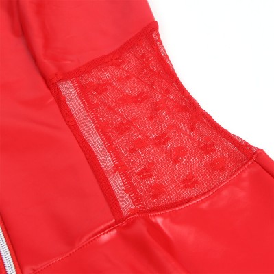 SUBBLIME - 957728 VESTIDO DE COURO COM ZÍPER DE RENDA VERMELHO S/M - D-242937 - Dona Pimenta