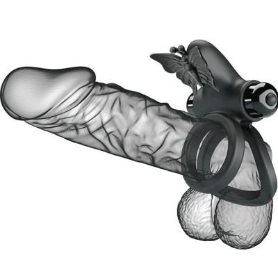 PRETTY LOVE - VIBRADOR DE ANEL DUPLO COM ESTIMULADOR PRETO - D-233397 - Dona Pimenta