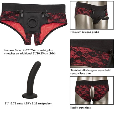CALEXOTICS - CONJUNTO DE CALCINHAS SCANDAL CROTCHLESS COM DILDO TAMANHO P/M - D-243673 - Dona Pimenta