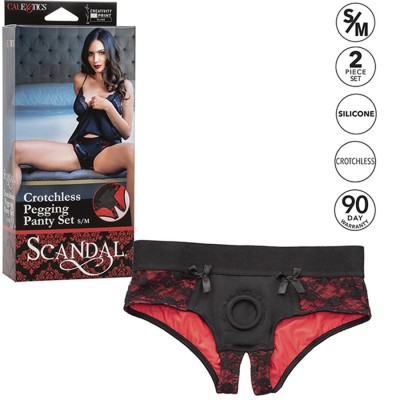 CALEXOTICS - CONJUNTO DE CALCINHAS SCANDAL CROTCHLESS COM DILDO TAMANHO P/M - D-243673 - Dona Pimenta