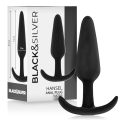 BLACK&SILVER&trade; - PLUG ANAL DE SILICONE HANSEL&trade; COM CABO PEQUENO - D-234775 - Dona Pimenta