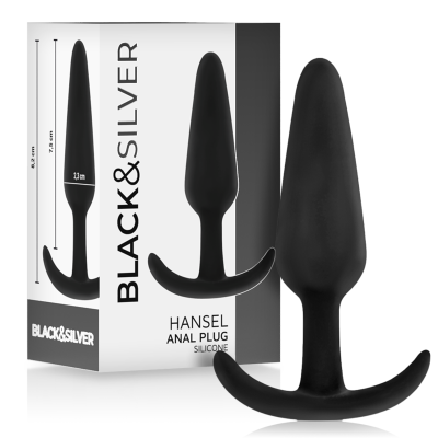 BLACK&SILVER&trade; - PLUG ANAL DE SILICONE HANSEL&trade; COM CABO PEQUENO - D-234775 - Dona Pimenta