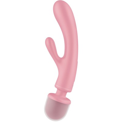 SATISFYER - TRIPLE LOVER RABBIT VIBRADOR MASSAGER ROSA - D-237604 - Dona Pimenta