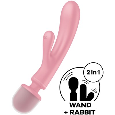 SATISFYER - TRIPLE LOVER RABBIT VIBRADOR MASSAGER ROSA - D-237604 - Dona Pimenta