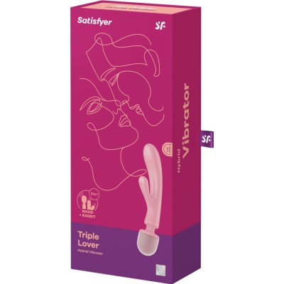 SATISFYER - TRIPLE LOVER RABBIT VIBRADOR MASSAGER ROSA - D-237604 - Dona Pimenta