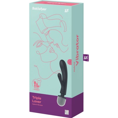 SATISFYER - TRIPLE LOVER RABBIT VIBRADOR MASSAGER ROSA - D-237604 - Dona Pimenta