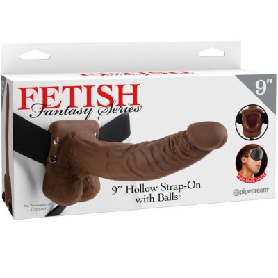 FETISH FANTASY SERIES 9" STRAP-ON OCO COM BOLAS 22,9CM CASTANHO - PD3374-29 - Dona Pimenta