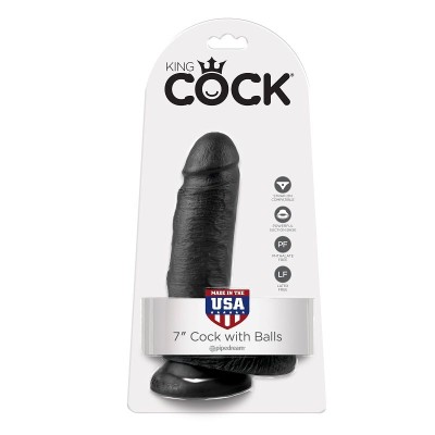 KING COCK 7" GALO PRETO COM BOLAS 17,8 CM - PD5506-23 - Dona Pimenta