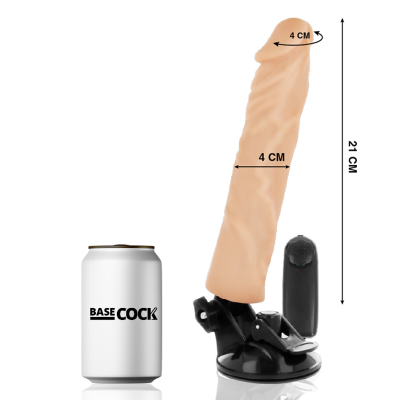 BASECOCK - VIBRADOR REALÍSTICO CONTROLE REMOTO NATURAL 21 CM - D-223025 - Dona Pimenta