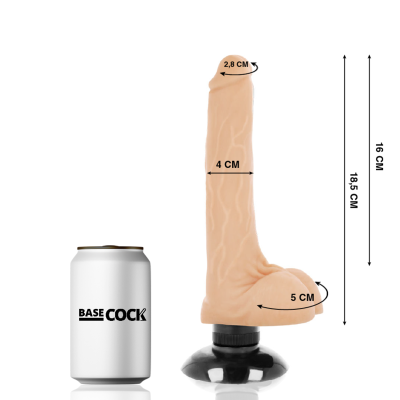 BASECOCK - VIBRADOR REALÍSTICO 2-1 NATURAL 18,5 CM - D-223027 - Dona Pimenta