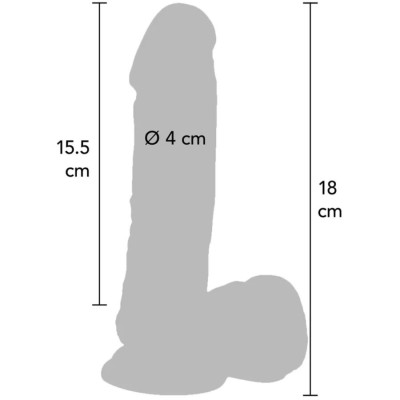 GET REAL - DILDO 18 CM COM BOLAS VIBRADOR PELE - D-234575 - Dona Pimenta