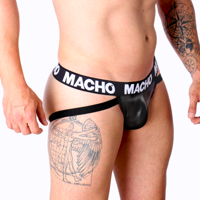 MACHO - MX25NC JOCK COURO PRETO S - D-233414 - Dona Pimenta