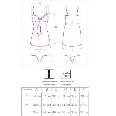 LIVCO CORSETTI FASHION - HYEONA 1710 BABYDOLL + TANGA ROSE S - D-244325 - Dona Pimenta