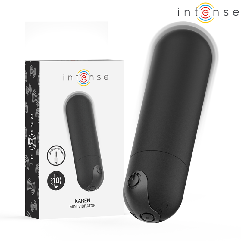 INTENSE - KAREN MINI VIBRATÓRIO BULLET RECARREGÁVEL PRETO - D-245063 - Dona Pimenta