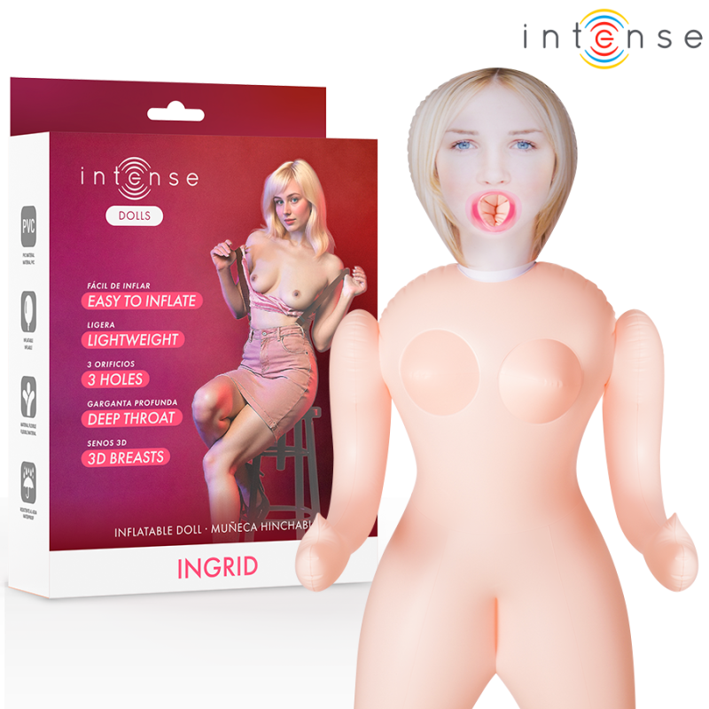 INTENSE DOLLS - INGRID BONECA INFLÁVEL COM TRÊS ORIFÍCIOS - D-244840 - Dona Pimenta