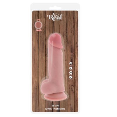GET REAL - PÊNIS REALISTA DE LUXO COM TESTÍCULOS EXTRA GROSSO DE 31 CM - D-245008 - Dona Pimenta