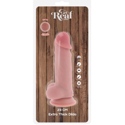 GET REAL - PÊNIS REALISTA DE LUXO COM TESTÍCULOS EXTRA GROSSOS DE 23 CM - D-245028 - Dona Pimenta