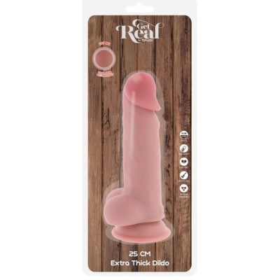 GET REAL - PÊNIS REALISTA DE LUXO COM TESTÍCULOS EXTRA GROSSOS DE 25 CM - D-245029 - Dona Pimenta