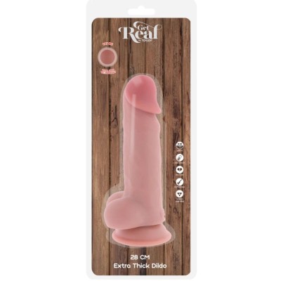 GET REAL - PÊNIS REALISTA DE LUXO COM TESTÍCULOS EXTRA GROSSO DE 28 CM - D-245030 - Dona Pimenta