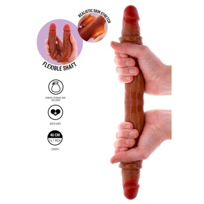 GET REAL - DILDO DE SILICONE DE DUAS PONTAS CARAMELO 40 CM - D-244990 - Dona Pimenta