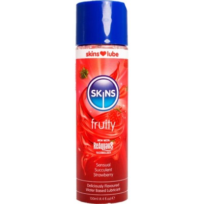 SKINS - LUBRIFICANTE À BASE DE ÁGUA COM SABOR FRUTADO DE MORANGO 130 ML - D-244875 - Dona Pimenta