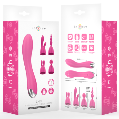 INTENSE - VIBRADOR CHER COM 20 PADRÕES E CABEÇAS INTERCAMBIÁVEIS - D-244828 - Dona Pimenta