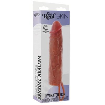 GET REAL - CAPA DE SILICONE PARA PÊNIS HIDRATADA CARAMELO 20 CM - D-244993 - Dona Pimenta
