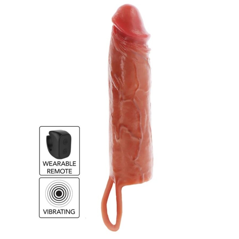 GET REAL - CAPA VIBRATÓRIA DE SILICONE PARA PELE HIDRATADA, CARAMELO, 20 CM - D-244995 - Dona Pimenta