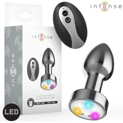 INTENSE - PLUG ANAL DE METAL VIBRANTE COM LUZES LED E CONTROLE REMOTO - TAMANHO S - D-244718 - Dona Pimenta