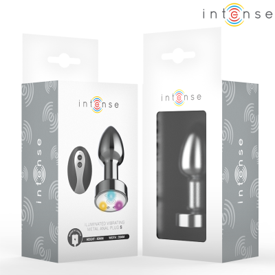 INTENSE - PLUG ANAL DE METAL VIBRANTE COM LUZES LED E CONTROLE REMOTO - TAMANHO S - D-244718 - Dona Pimenta