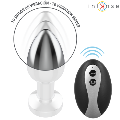 INTENSE - PLUG ANAL DE METAL VIBRANTE COM LUZES LED E CONTROLE REMOTO - TAMANHO S - D-244718 - Dona Pimenta