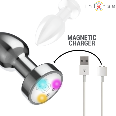 INTENSE - PLUG ANAL DE METAL VIBRANTE COM LUZES LED E CONTROLE REMOTO - TAMANHO S - D-244718 - Dona Pimenta