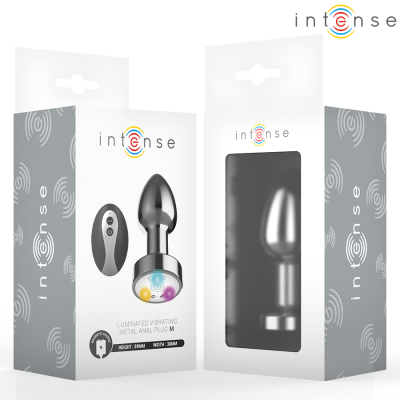 INTENSE - PLUG ANAL DE METAL VIBRANTE COM LUZES LED E CONTROLE REMOTO - TAMANHO M - D-244719 - Dona Pimenta