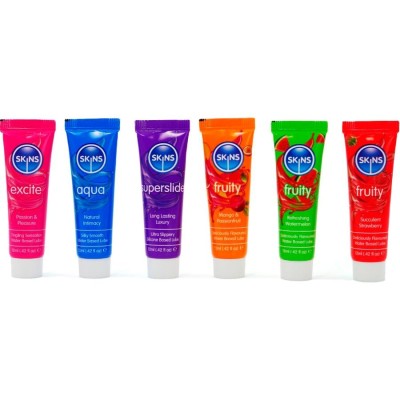 SKINS - KIT DE LUBRIFICANTES VITAL & FRUITY 6 x 12 ML - D-244885 - Dona Pimenta