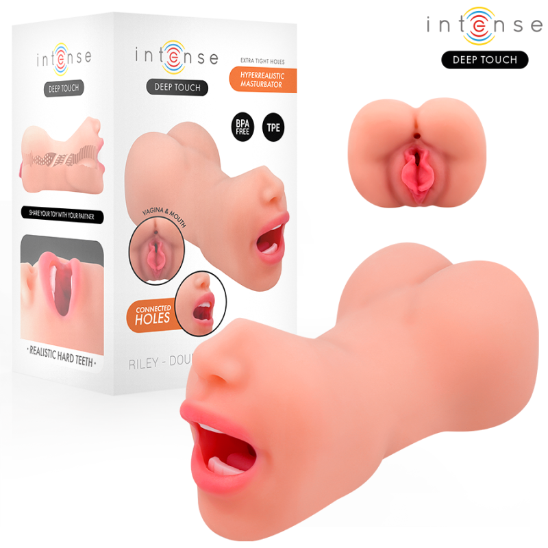 INTENSE DEEP TOUCH - MASTURBADOR RILEY COM DUPLA BOCA E VAGINA - D-244821 - Dona Pimenta