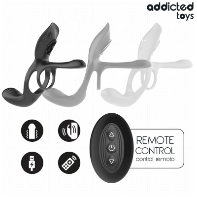 ADDICTED TOYS - DOBLE ANILLO PARA EL PENE CON ESTIMULADOR DE CLÍTORIS - D-245121 - Dona Pimenta