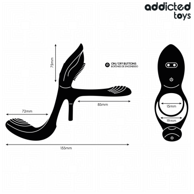 ADDICTED TOYS - DOBLE ANILLO PARA EL PENE CON ESTIMULADOR DE CLÍTORIS - D-245121 - Dona Pimenta