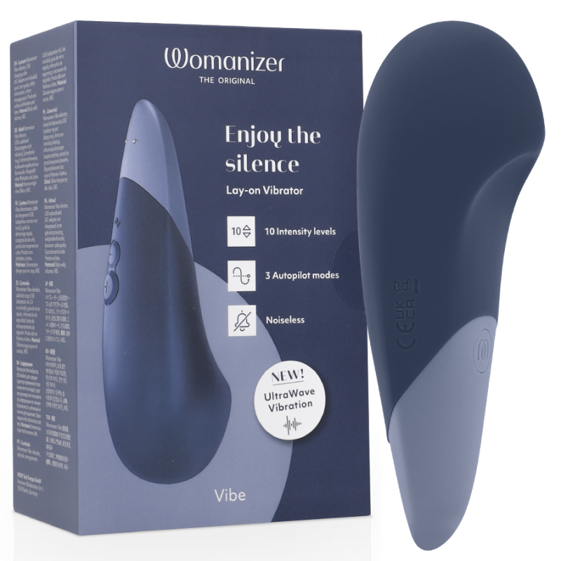WOMANIZER - VIBE VIBRADOR SILENCIOSO DE USO À DIRETA AZUL ESCURO - D-245108 - Dona Pimenta